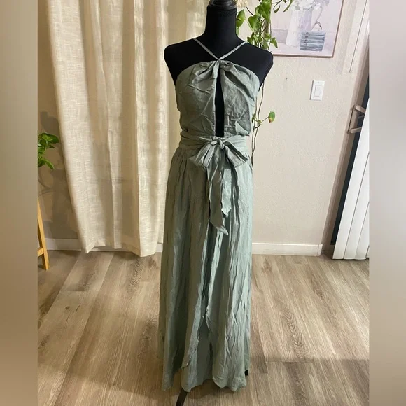 Hello Molly Halter Maxi Dress in Soft Blue - Picture 5 of 10